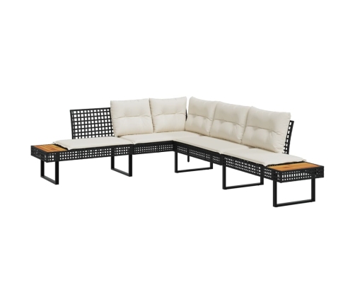 Set sofás jardín y cojines 2 pzas ratán sintético acacia negro