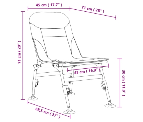 Silla de pesca con patas para barro ajustables plegable verde