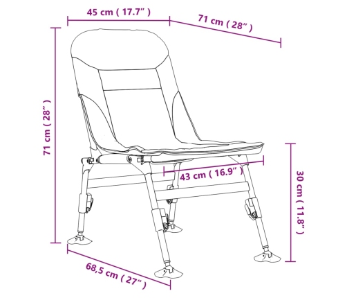 Silla de pesca patas para barro ajustables plegable camuflaje