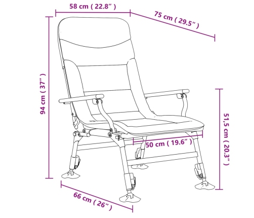 Silla de pesca con reposabrazos plegable verde