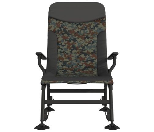 Silla de pesca con reposabrazos plegable camuflaje