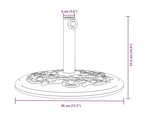 Base de sombrilla semicircular para palos de Ø38/48 mm 12 kg