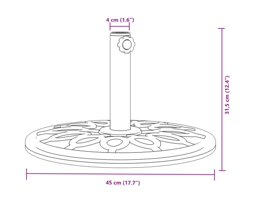 Base de sombrilla semicircular para palos de Ø38/48 mm 12 kg