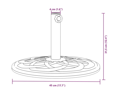 Base de sombrilla semicircular para palos de Ø38/48 mm 12 kg