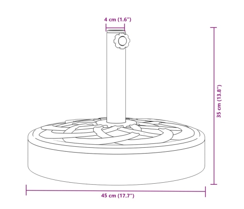 Base de sombrilla semicircular para palos de Ø38/ 48 mm 25 kg