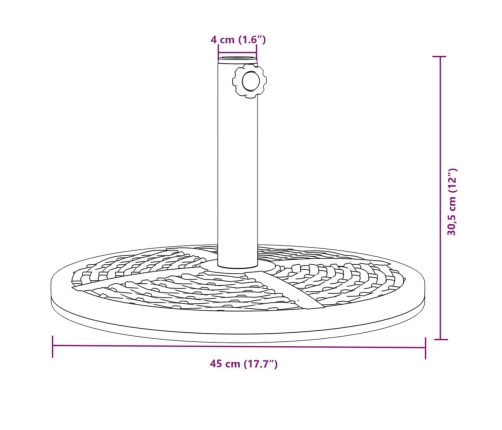 Base de sombrilla semicircular para palos de Ø38/48 mm 12 kg