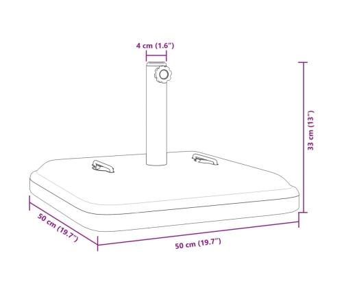 Base de sombrilla cuadrada con asas para palo Ø38/48 mm 27 kg