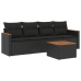 Set de muebles de jardín 5 pzas y cojines ratán sintético negro