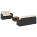 Set de sofás de jardín 6 piezas y cojines ratán sintético negro