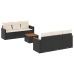 Set de comedor de jardín 7 pzas y cojines ratán sintético negro