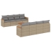 Set de sofás de jardín 9 pzas con cojines ratán sintético beige