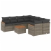 Set de muebles de jardín 9 pzas y cojines ratán sintético gris