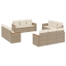 Set de sofás de jardín 12 pzas y cojines ratán sintético marrón