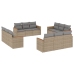 Set de sofás de jardín 12 pzas y cojines ratán sintético marrón