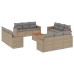Set sofás de jardín con cojines 13 pzas ratán sintético beige