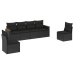 Set de sofás de jardín 6 piezas y cojines ratán sintético negro