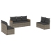 Set de sofás de jardín 7 piezas con cojines ratán PE gris