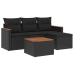 Set de muebles de jardín 5 pzas y cojines ratán sintético negro