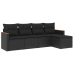 Set de muebles de jardín 5 pzas y cojines ratán sintético negro