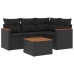 Set de muebles de jardín 5 pzas y cojines ratán sintético negro