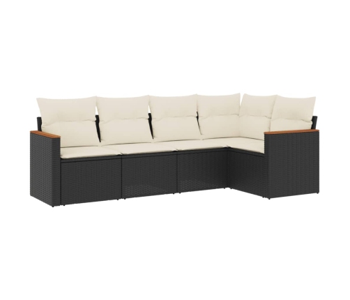 Set de muebles de jardín 5 pzas y cojines ratán sintético negro