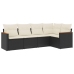Set de muebles de jardín 5 pzas y cojines ratán sintético negro