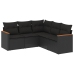 Set de muebles de jardín 5 pzas y cojines ratán sintético negro