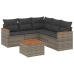 Set de muebles de jardín 6 pzas y cojines ratán sintético gris