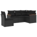 Set de muebles de jardín 5 pzas y cojines ratán sintético negro