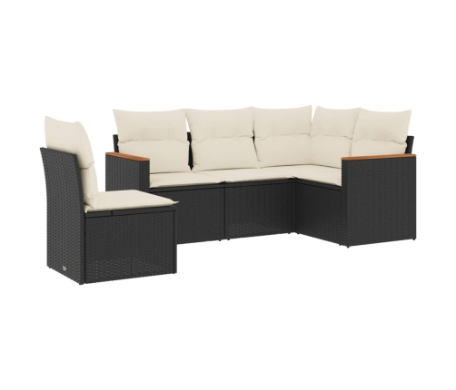 Set de muebles de jardín 5 pzas y cojines ratán sintético negro