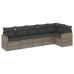 Set de muebles de jardín 6 pzas y cojines ratán sintético gris