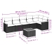 Set de comedor de jardín 7 pzas y cojines ratán sintético negro