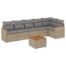 Set sofás de jardín 7 piezas y cojines ratán sintético beige