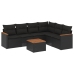 Set de comedor de jardín 7 pzas y cojines ratán sintético negro