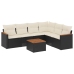 Set de comedor de jardín 7 pzas y cojines ratán sintético negro