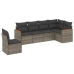 Set de muebles de jardín 6 pzas y cojines ratán sintético gris