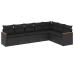 Set de comedor de jardín 7 pzas y cojines ratán sintético negro