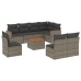 Set de muebles de jardín 9 pzas y cojines ratán sintético gris