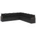 Set de sofás de jardín 8 piezas y cojines ratán sintético negro