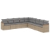 Set de sofás de jardín 9 pzas con cojines ratán sintético beige