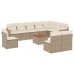 Set de sofás de jardín 11pzas con cojines ratán sintético beige