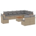 Set de sofás de jardín 11pzas con cojines ratán sintético beige