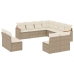 Set de sofás de jardín 11pzas con cojines ratán sintético beige