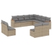 Set de sofás de jardín 11pzas con cojines ratán sintético beige
