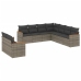 Set de muebles de jardín 9 pzas y cojines ratán sintético gris