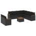 Set de sofás de jardín 10 pzas cojines ratán sintético negro