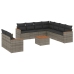 Set de sofás de jardín 10 pzas con cojines ratán sintético gris
