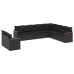 Set de sofás de jardín 10 pzas cojines ratán sintético negro