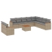 Set de sofás de jardín 11pzas con cojines ratán sintético beige