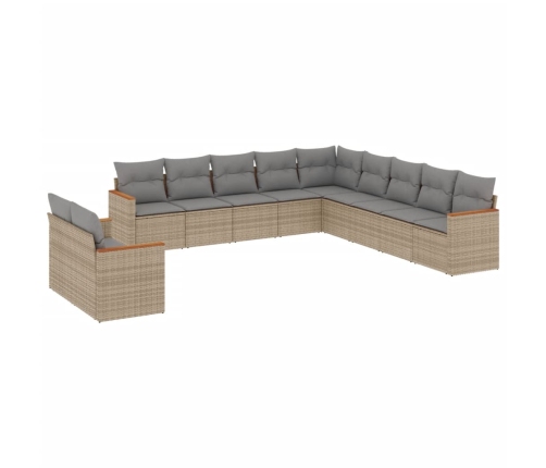 Set de sofás de jardín 11pzas con cojines ratán sintético beige